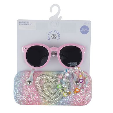 Girls Capelli Unicorn Sunglasses, Case & 2pc Bracelet Set