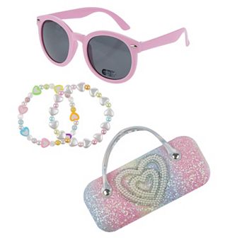 Girls Capelli Unicorn Sunglasses, Case & 2 pc Bracelet Set