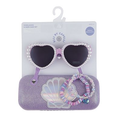 Girls Capelli Sea Shell Sunglasses, Case & 2 pc Bracelet Set