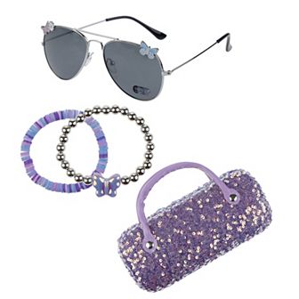 Girls Capelli Sea Shell Sunglasses, Case & 2 pc Bracelet Set
