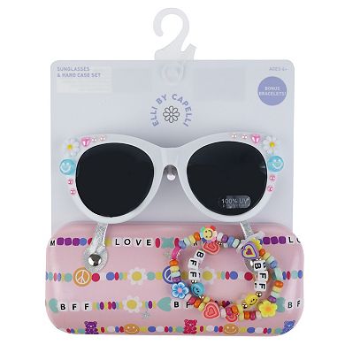 Girls Capelli Daisy Sunglasses, Case & 2pc Bracelet Set