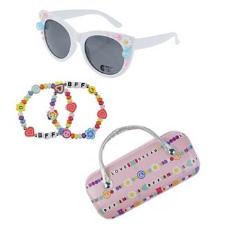 Girls Capelli Daisy Sunglasses, Case & 2 pc Bracelet Set