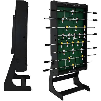48-Inch Foldable Foosball Table with Manual Score Counters and 2 Balls - Black and Green