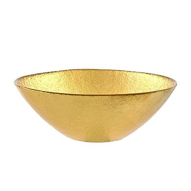 6" Gilded Glass Soup Bowl with Sand-Inspired Pattern Trendy Tableware, 1 Pc
