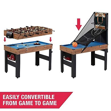 48.5 inch 5-in-1 Combo Game Table with Complete Accessories for Foosball, Pool, and More, Multicolor