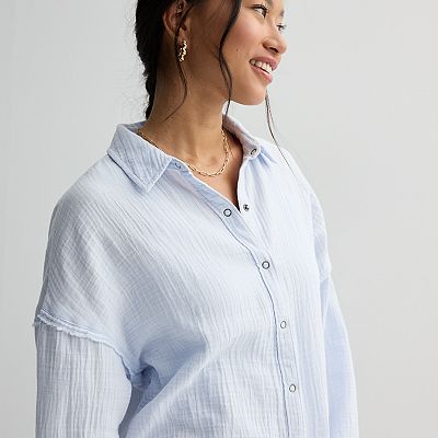 Juniors' SO® Double Gauze Shirt