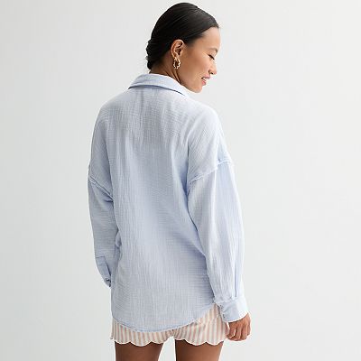 Juniors' SO® Double Gauze Shirt
