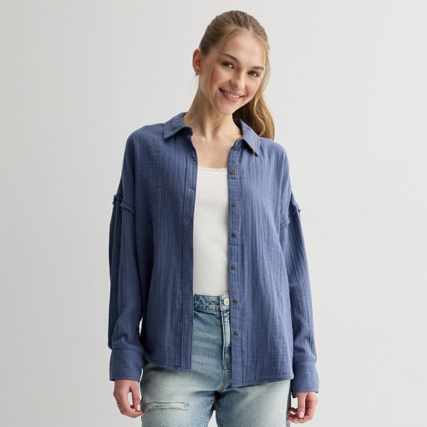 Juniors' SO® Double Gauze Shirt