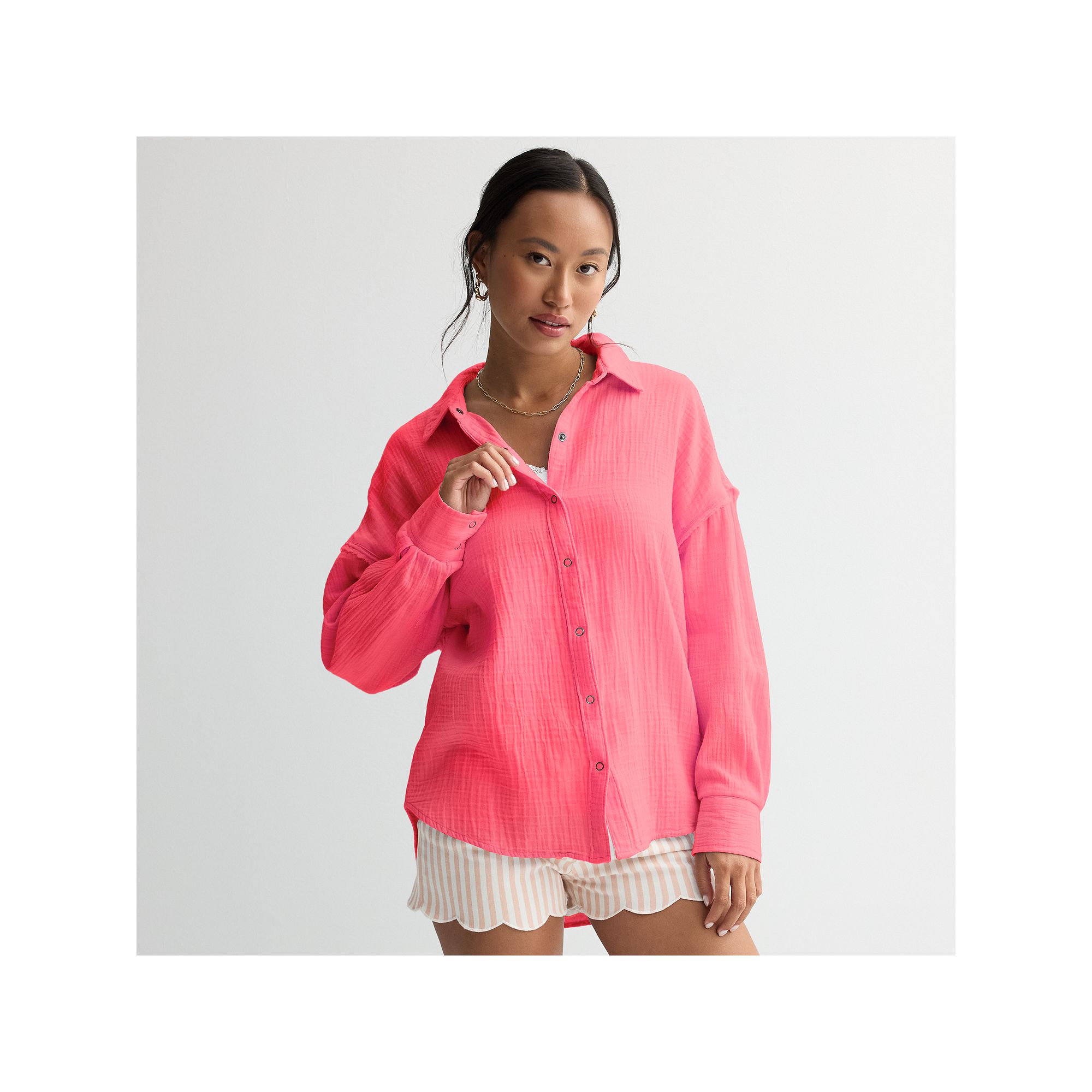 Juniors SO® Double Gauze Shirt, Girls, Size: XS, Flower