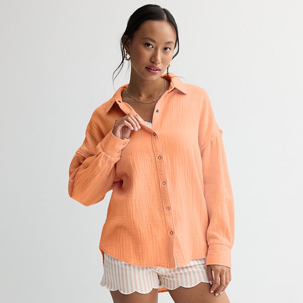 Juniors' SO® Double Gauze Shirt