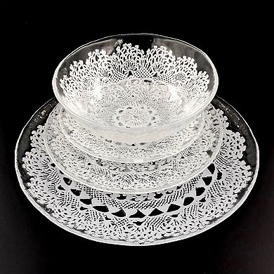 Handmade Glass Dinnerware Unique Embossed Lace Design