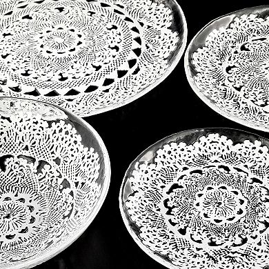 Handmade Glass Dinnerware Unique Embossed Lace Design