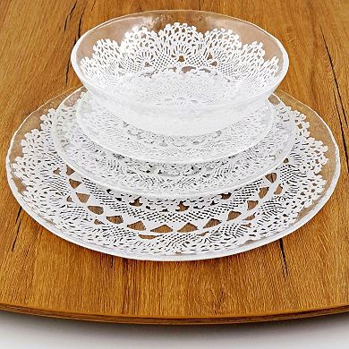 Handmade Glass Dinnerware Unique Embossed Lace Design