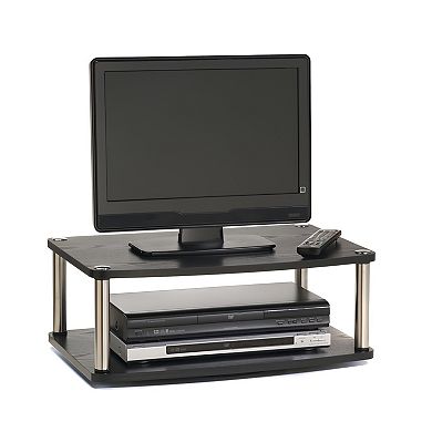 2-Tier Swivel TV Stand with 360-Degree Motion - Stainless Steel Poles