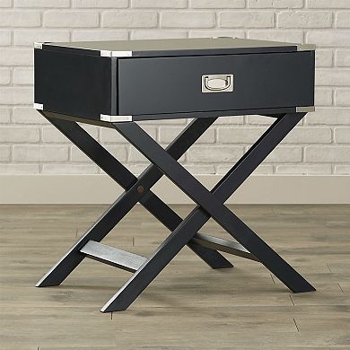 1-Drawer End Table Nightstand with Modern X-Leg Design - Stylish Storage Solution