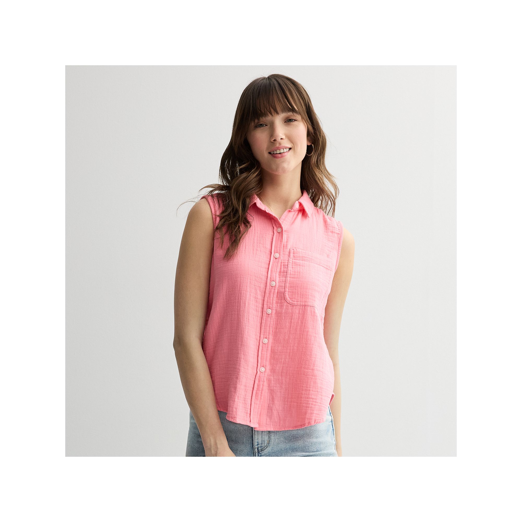 Juniors SO® Sleeveless Shirt, Womens, Size: XS, Flower