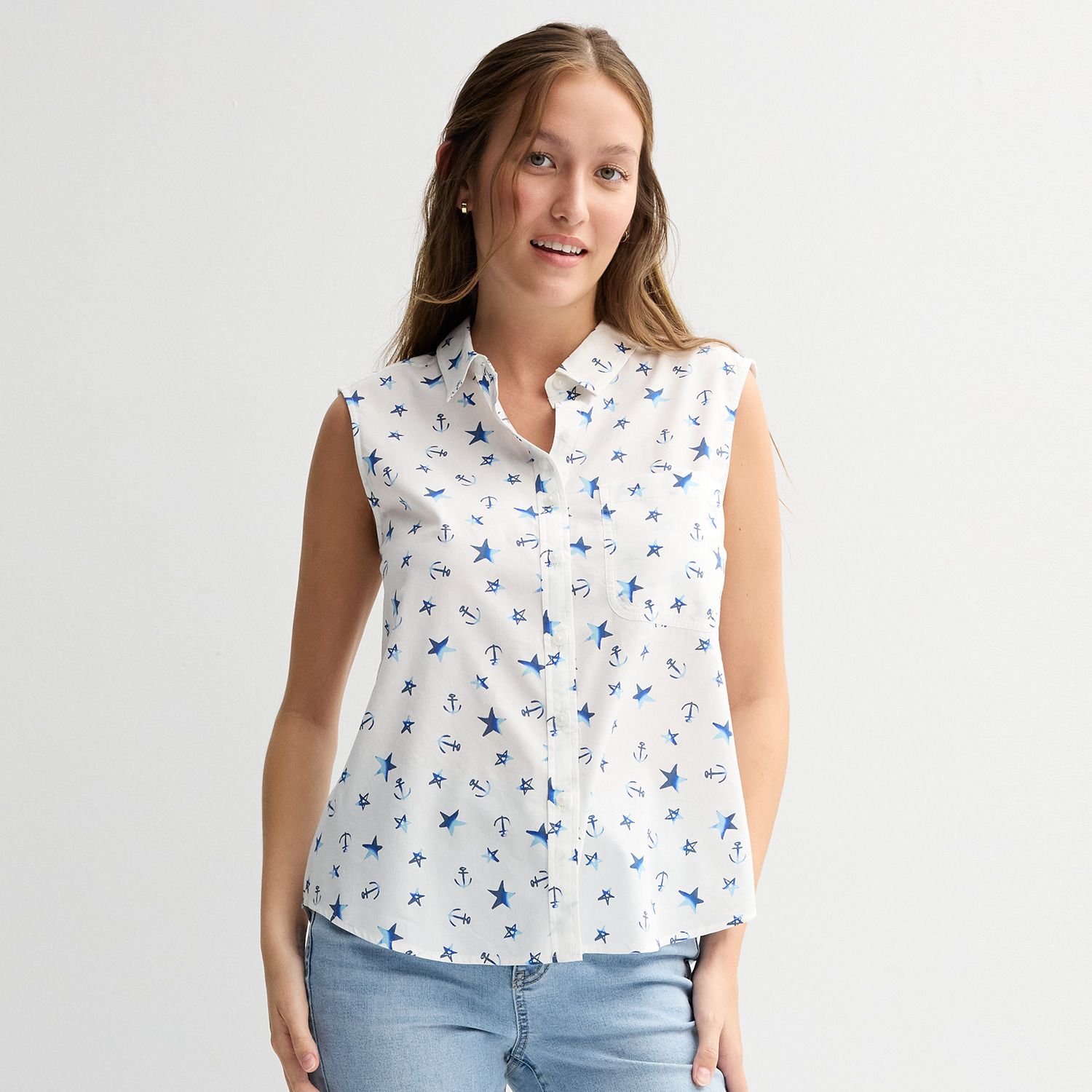 Top Sans Manches SO - Couleur Periwinkle, Ourse Haute/basse, Taille Juniors M, Occasion