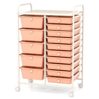 15 Drawer Rolling Storage Cart with Wheels Multi Drawer Organizer for Home Office