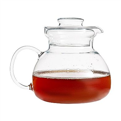 Clear Glass Teapot for Tea Parties 1.5 Quart Borosilicate Kettle for Loose-Leaf or Blooming Tea
