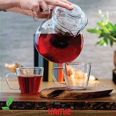 Clear Glass Teapot for Tea Parties 1.5 Quart Borosilicate Kettle for Loose-Leaf or Blooming Tea