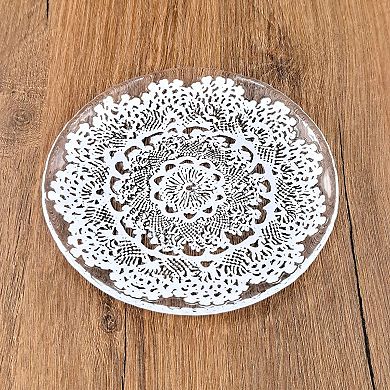 1 Piece 7 Inch Glass Canape Plate Decorative Accent Plate for Parties and Events