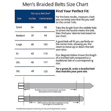 Ctm Men's Elastic Braided Stretch Belt (pack Of 3 Colors)