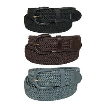 Ctm Men's Elastic Braided Stretch Belt (pack Of 3 Colors)
