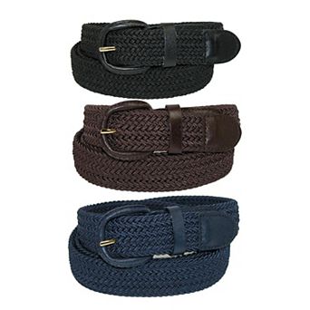 Ctm Men's Elastic Braided Stretch Belt (pack Of 3 Colors)
