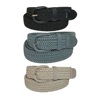 Ctm Men's Elastic Braided Stretch Belt (pack Of 3 Colors)