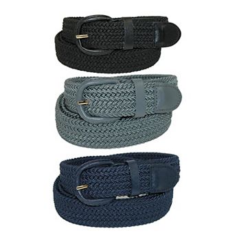 Ctm Men's Elastic Braided Stretch Belt (pack Of 3 Colors)