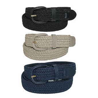 Ctm Men's Elastic Braided Stretch Belt (pack Of 3 Colors)