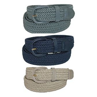 Ctm Men's Elastic Braided Stretch Belt (pack Of 3 Colors)