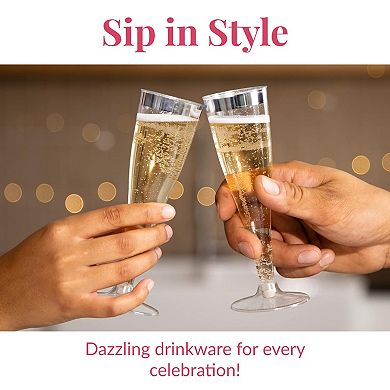Prestee Disposable Plastic Champagne Flutes