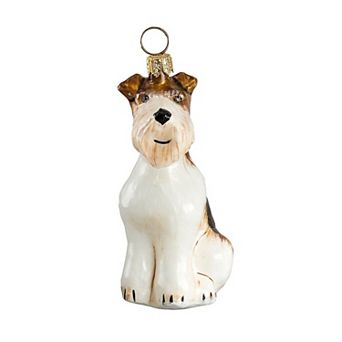 Joy To The World Wire Coat Fox Terrier Sitting Dog Polish Christmas Ornament