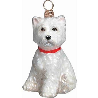 Joy To The World West Highland Terrier Westie Puppy Dog Polish Glass Christmas Tree Ornament New