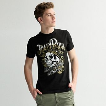 Men's Jelly Roll "Beautifully Broken" Skull and Flowers Graphic Tee