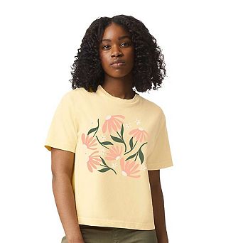 Simply Sage Market Pink Daisies Boxy Crop Top