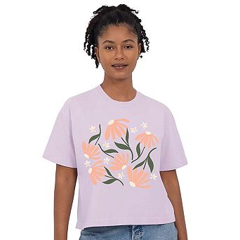 Simply Sage Market Pink Daisies Boxy Crop Top