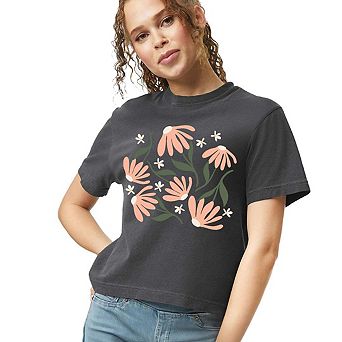 Simply Sage Market Pink Daisies Boxy Crop Top