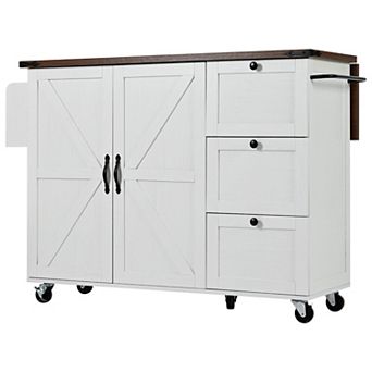 54.5" Farmhouse Kitchen Island With Power Outlet