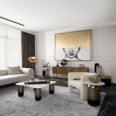 Sagebrook Home White & Gold Marble/metal Accent Table