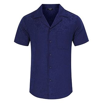 Men's Casual Summer Shirt Button Down Camp Cuban Short Sleeve Beach with Pocket