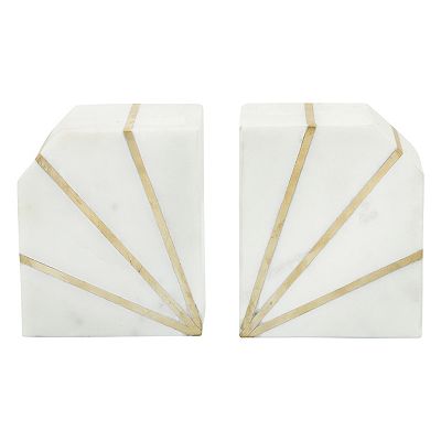 White Marble Bookends Two Pieces, Engraved Golden Text: So Many Books - So Little offers Time