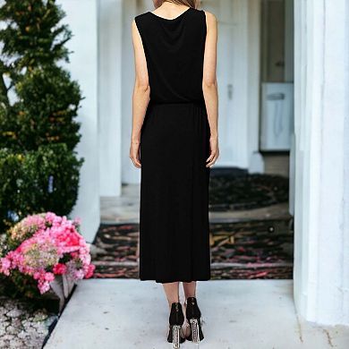 Women's Staple Slip Gown Tied Front Dress with Pockets
