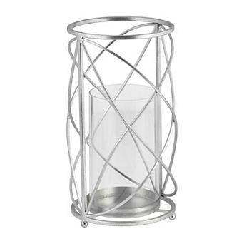 Sagebrook Home Modern Glam Glass And Metal Hurricane Candle Holder