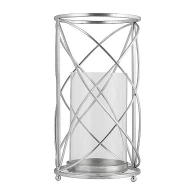 Sagebrook Home Modern Glam Glass And Metal Hurricane Candle Holder