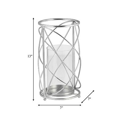 Sagebrook Home Modern Glam Glass And Metal Hurricane Candle Holder