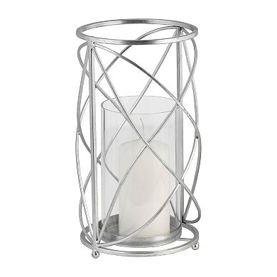 Sagebrook Home Modern Glam Glass And Metal Hurricane Candle Holder