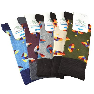 Men Crew Socks with Colorful Umbrella Design