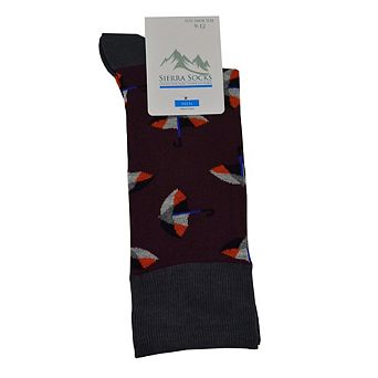 Men Crew Socks with Colorful Umbrella Design